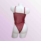 Bordo Dantel Body – Transparan ve Zarif Çiçek İşlemeli
