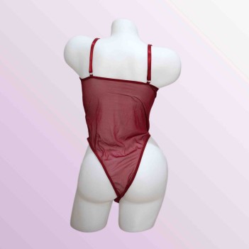 Bordo Dantel Body – Transparan ve Zarif Çiçek İşlemeli