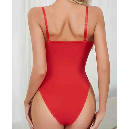 Kırmızı dantel fantazi body