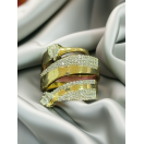 Zirkon taşlı çelik gold sarmal yüzük