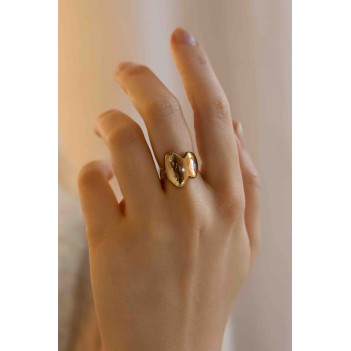 Zirkon taşlı gold çelik yüzük 
