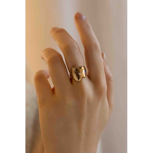 Zirkon taşlı gold çelik yüzük