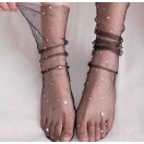 Siyah pullu kısa tül çorap