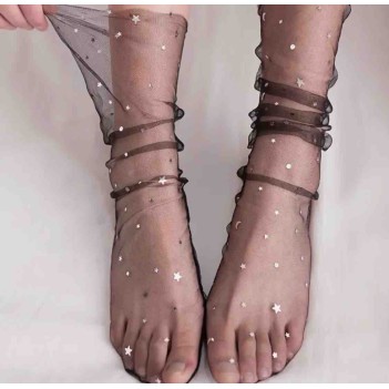 Siyah pullu kısa tül çorap 