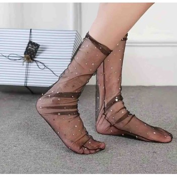 Siyah pullu kısa tül çorap 