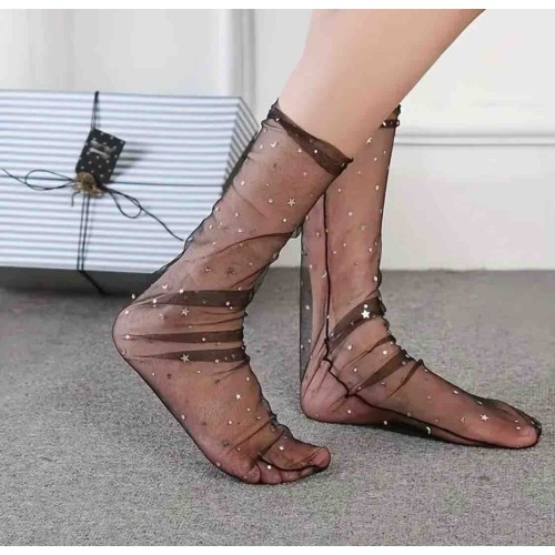 Siyah pullu kısa tül çorap