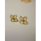 Sedef taşlı bej rengi gold çelik küpe
