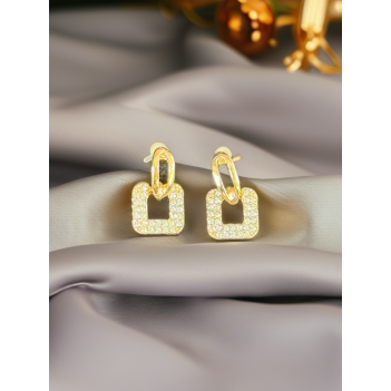 Gold Zirkon taşlı çelik sallantılı kadın küpe