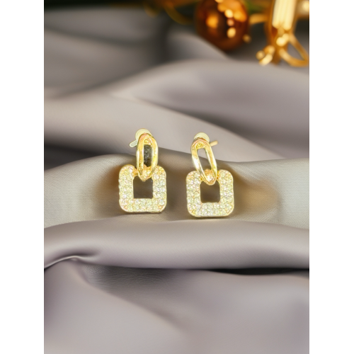 Gold Zirkon taşlı çelik sallantılı kadın küpe