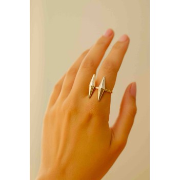 Geometrik Gümüş Yüzük | Çift Sivri Uçlu Minimalist Tasarım