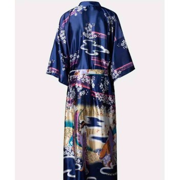 Desenli Saten Kimono Sabahlık - Zarif ve Rahat 