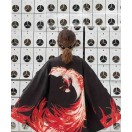 Kısa Siyah Kimono Alev Desenli - Streetwear Tarzı