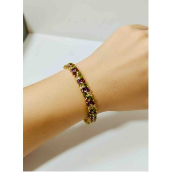 Kadın Renkli Taşlı Altın Bilezik – Zarif ve Şık Tasarım