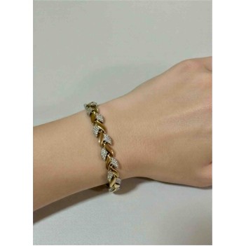 Altın Renk Zincir Formlu Taş Detaylı Bileklik | Queenela