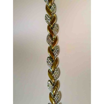 Altın Renk Zincir Formlu Taş Detaylı Bileklik | Queenela