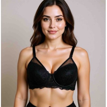 Siyah dantel balenli desteksiz toparlayıcı sütyen 