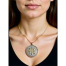 Zirkon taşlı altın rengi yuvarlak kolye