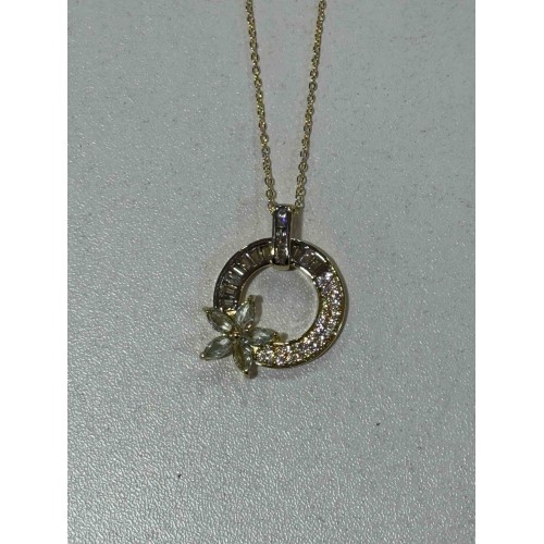 Altın Renk Çiçek Detaylı Halka Kolye |