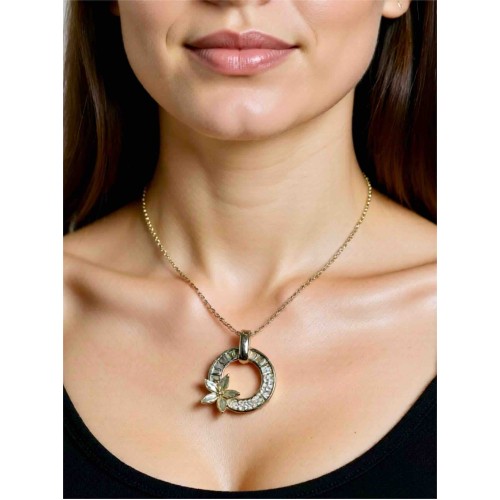 Altın Renk Çiçek Detaylı Halka Kolye |