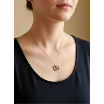 Bal Peteği ve Arı Figürlü Altın Renk Kolye | 