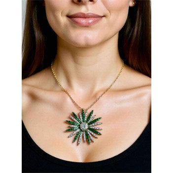 Yeşil Taşlı Yıldız Motifli Gösterişli Kolye | 