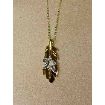 Altın Renk Tüy Figürlü Zarif Kolye | 