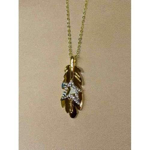 Altın Renk Tüy Figürlü Zarif Kolye |