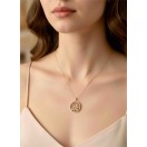 Pembe Zeminli Petek Desenli Arı Figürlü Kolye |