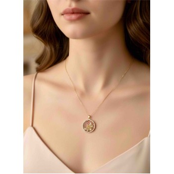 Pembe Zeminli Petek Desenli Arı Figürlü Kolye | 