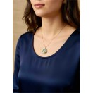 Turkuaz Taşlı Petek Desenli Arı Figürlü Kolye