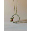 Kırmızı Taşlı Arı Figürlü Yuvarlak Kolye |