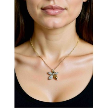 Çiçek Formlu Taşlı Kolye - Zarif ve Modern 