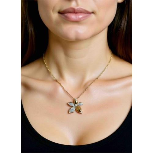 Çiçek Formlu Taşlı Kolye - Zarif ve Modern