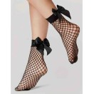 Siyah fiyonklu kısa file çorap