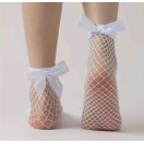 Beyaz fiyonklu kısa file çorap