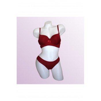 Bordo Destekli Sütyen Slip Takım