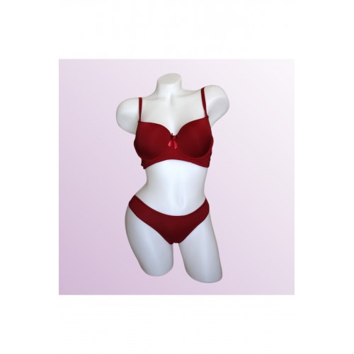 Bordo Destekli Sütyen Slip Takım
