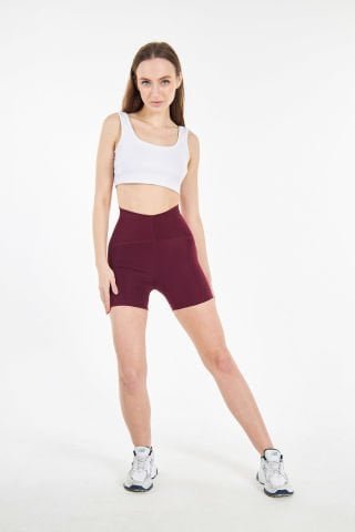 Vogsing 153 Bordo Loklu Yüksek Bel Dalgıç Bayan Şort Uygun Fiyatlı Dikişsiz Kadın Boxer