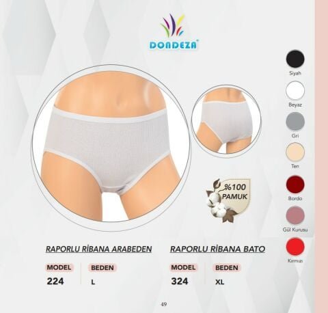 Dondeza 224 Ribana Bayan Bato 12’li – Uygun Fiyatlı Kadın Külot