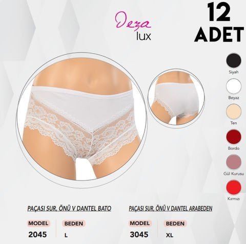 Dondeza 3045 Paçası Dantelli Bayan Bato 12’li – Uygun Fiyatlı Kadın Külot