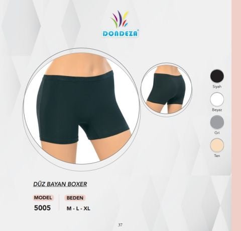 Dondeza 5005 Düz Bayan Boxer Short 12’li Uygun Fiyatlı Dikişsiz Kadın Boxer