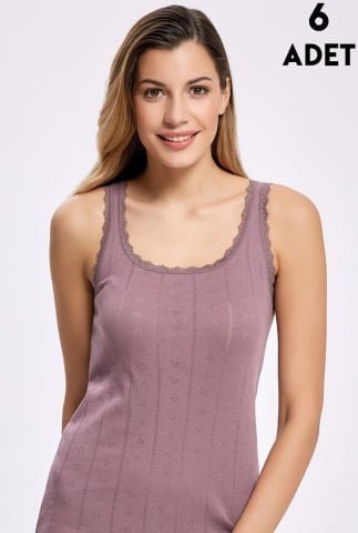 İlke 224-Mürdüm Jakarlı Dantelli Geniş Askılı Atlet 6’lı – Uygun Fiyatlı Atlet