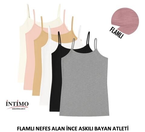 İntimo 2003 İp Askılı Flamlı Nefes Alan Kumaş Bayan Atlet 6’lı – Uygun Fiyatlı Atlet