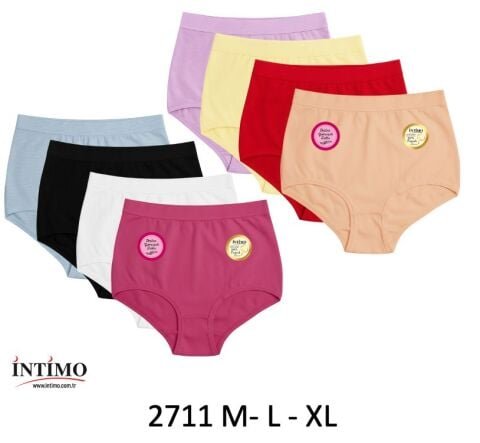 İntimo 2711 (M-L-XL) Yüksek Bel Toparlayıcı Bayan Külot 12’li – Uygun Fiyatlı Kadın Külot