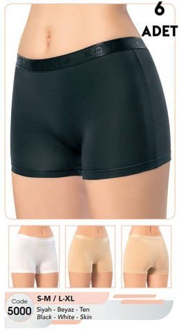 Kota 5000 Bayan Likralı Boxer 6’lı Uygun Fiyatlı Dikişsiz Kadın Boxer