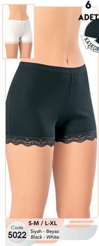 Kota 5022 Bayan Kaşkorse Paça Dantelli Şort 6’lı Uygun Fiyatlı Dikişsiz Kadın Boxer