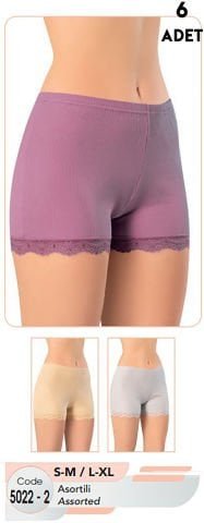 Kota 5022-2 Bayan Dantelli Şort 6’lı Uygun Fiyatlı Dikişsiz Kadın Boxer