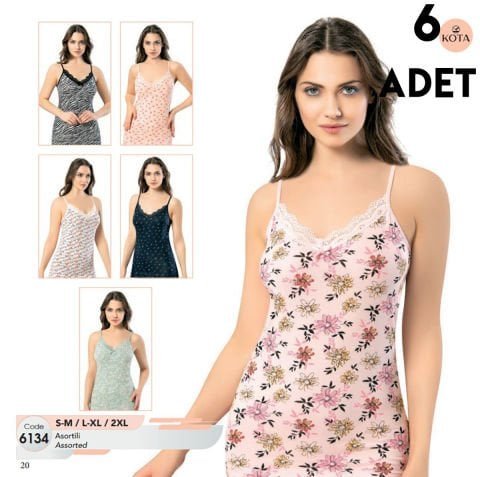 Kota 6134 Baskılı İp Askılı Bayan Atlet 6’lı – Uygun Fiyatlı Atlet