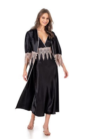 Moongirl 510 Bayan Saten Uzun İkili Takım - Uygun fiyatlı fantazi ve gecelik