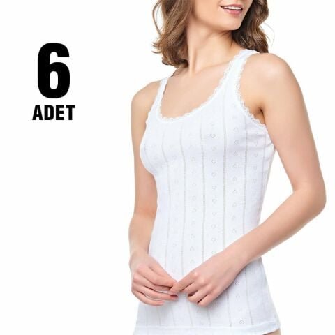 Tutku Elestan Kalın Askılı Jakarlı Bayan Atlet 6’lı – Uygun Fiyatlı Atlet